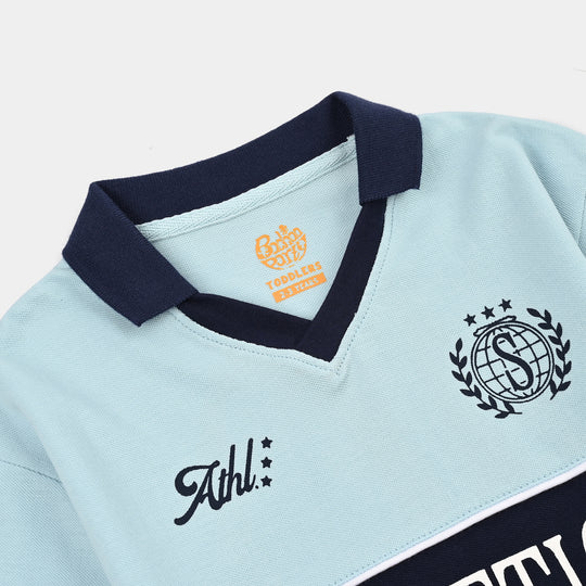 Boys Cotton PK Polo Athletics-Blue