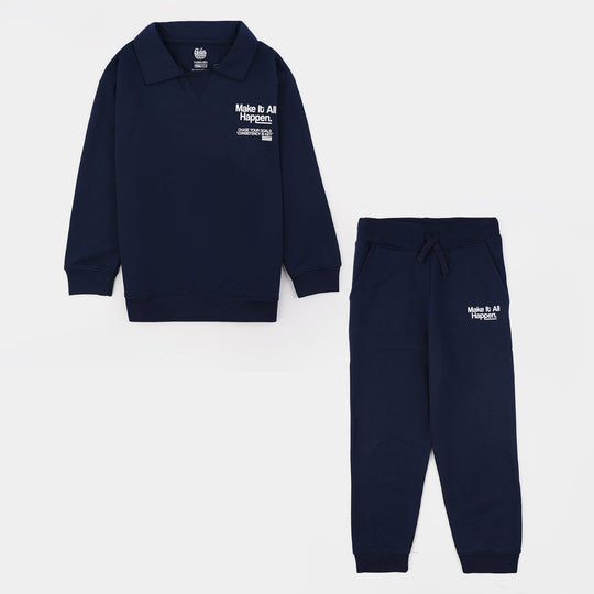 Boys Jersey/Terry 2 Piece Suit All Happen-NAVY