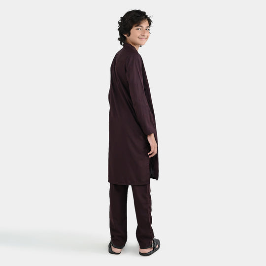 Boys Poly Viscose 2 Piece Suit (Gulkaar) - Dark Maroon