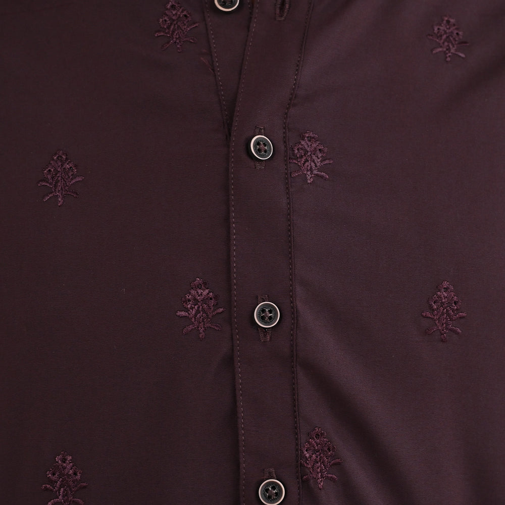 Boys Poly Viscose 2 Piece Suit (Gulkaar) - Dark Maroon