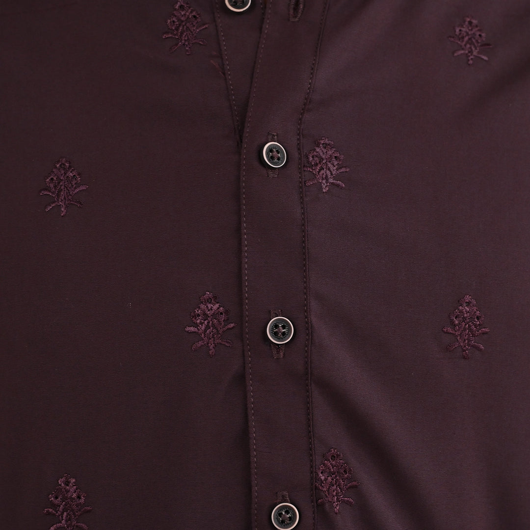 Boys Poly Viscose 2 Piece Suit (Gulkaar) - Dark Maroon