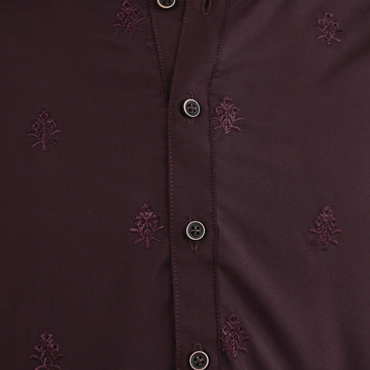 Boys Poly Viscose 2 Piece Suit (Gulkaar) - Dark Maroon