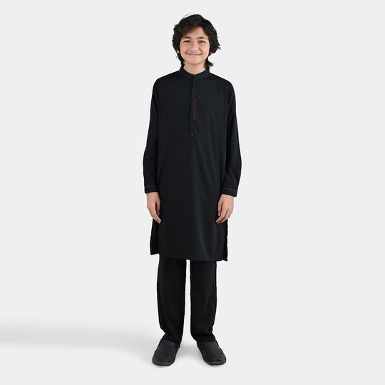 Boys Poly Cotton 2 Piece Suit (Blended) - Black