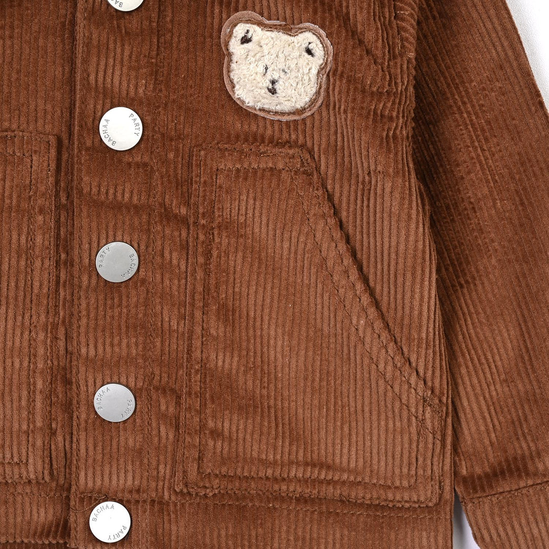 Infant Boys Corduroy Jacket Bear-BROWN