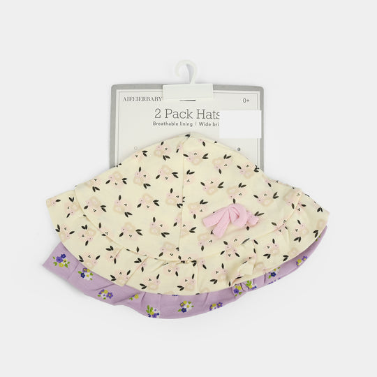 2-Piece Soft Cotton Baby Cap/Hat | 0M+