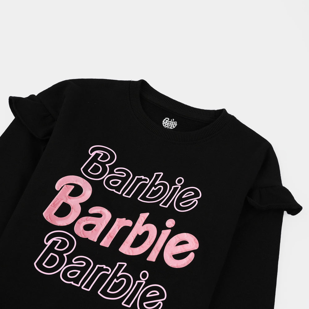 Girls Cotton Terry Sweat Shirt-BLACK