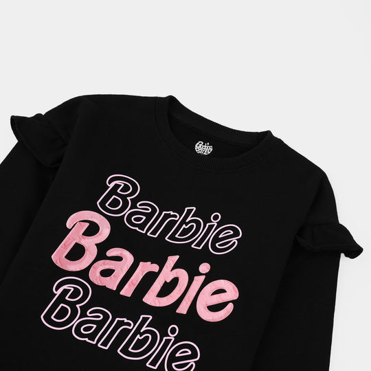 Girls Cotton Terry Sweat Shirt-BLACK