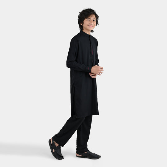 Boys Poly Cotton 2 Piece Suit (Blended) - Black