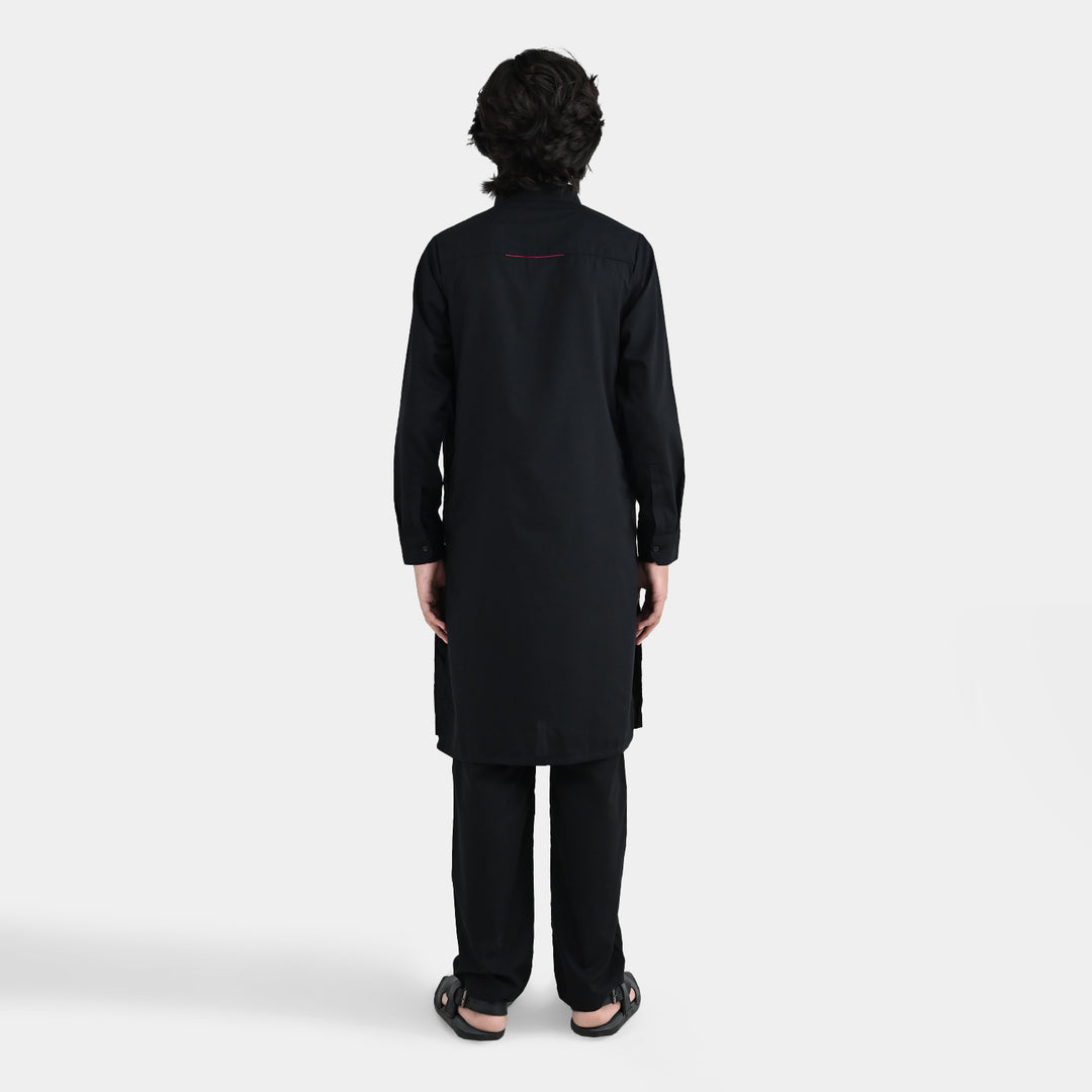 Boys Poly Cotton 2 Piece Suit (Blended) - Black