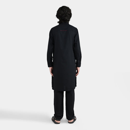 Boys Poly Cotton 2 Piece Suit (Blended) - Black