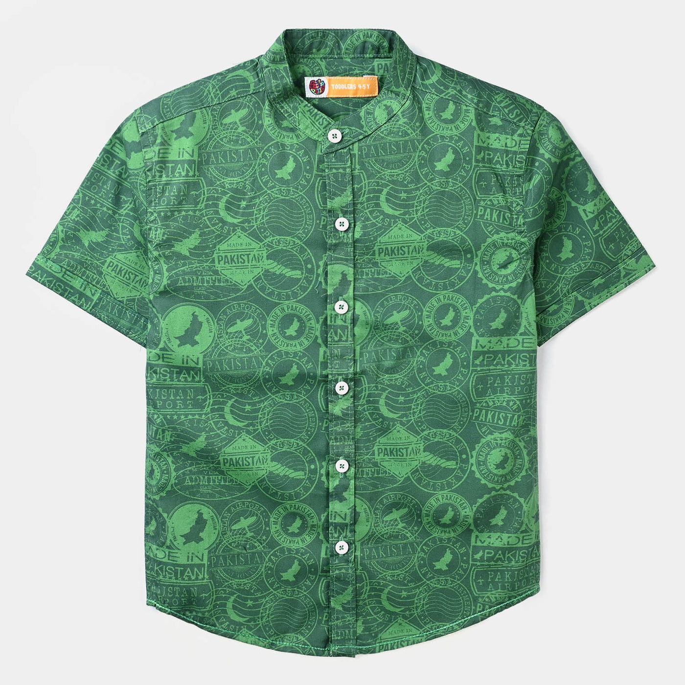 Boys Cotton Poplin Casual Shirt H/S (Stamp)-Green
