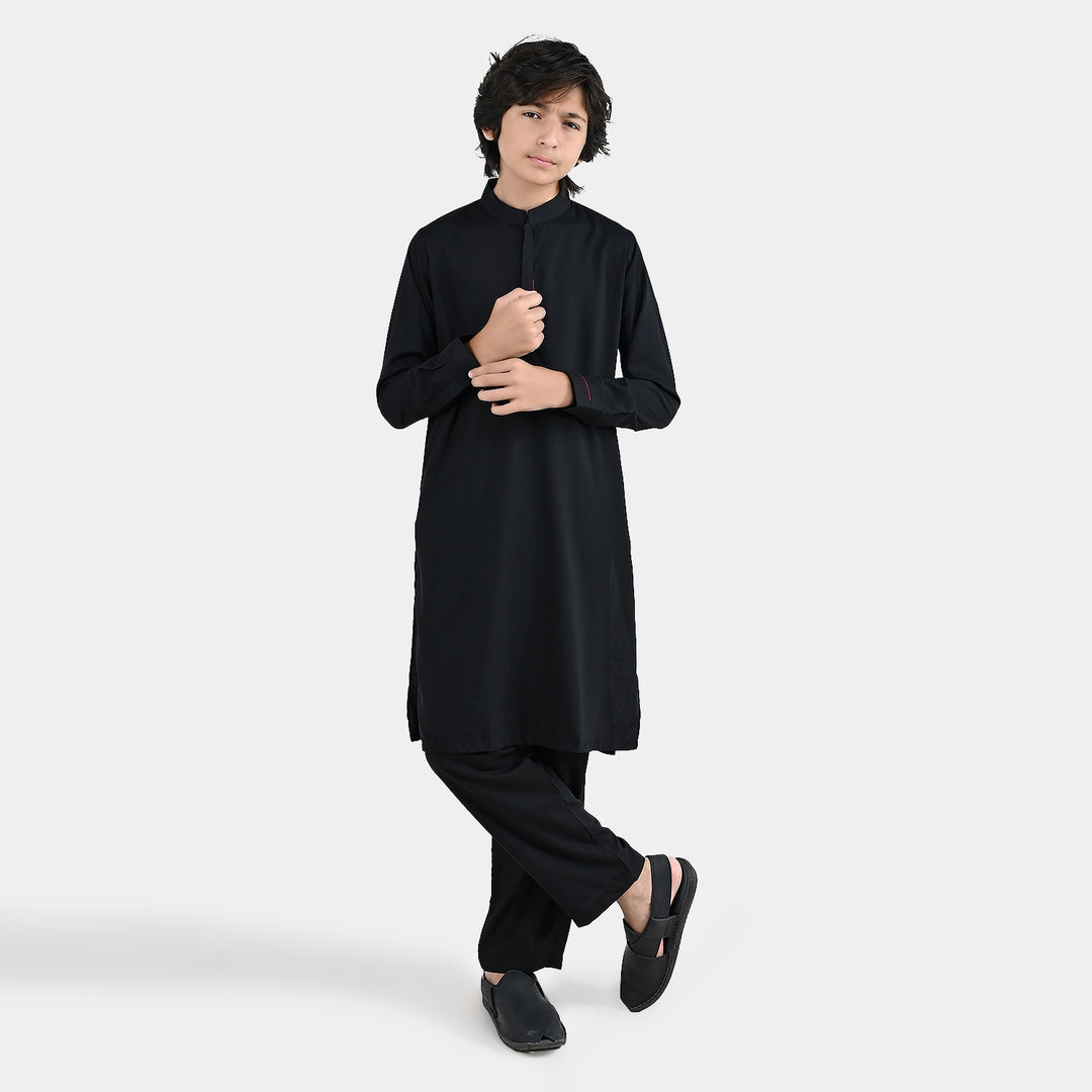 Boys Poly Cotton 2 Piece Suit (Blended) - Black