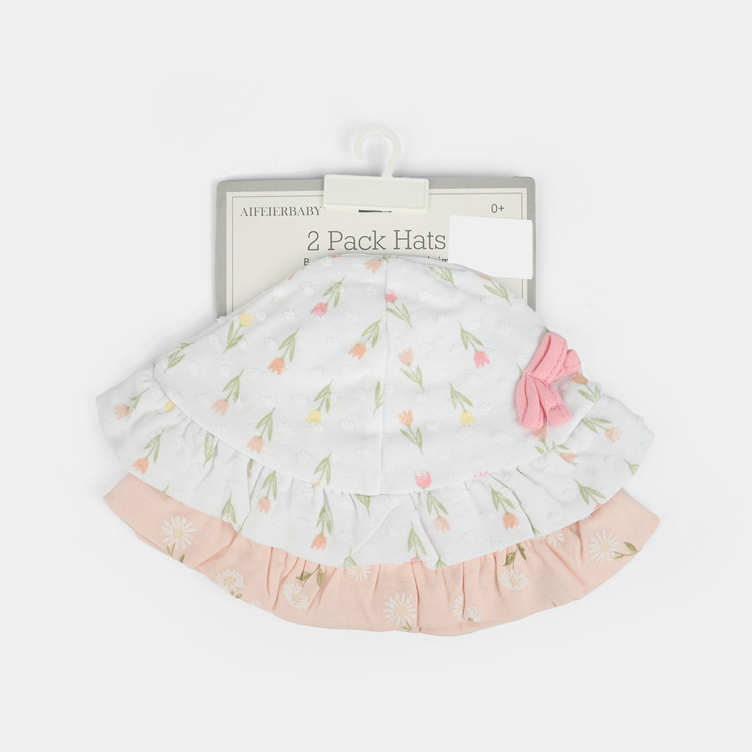 2-Piece Soft Cotton Baby Cap/Hat | 0M+