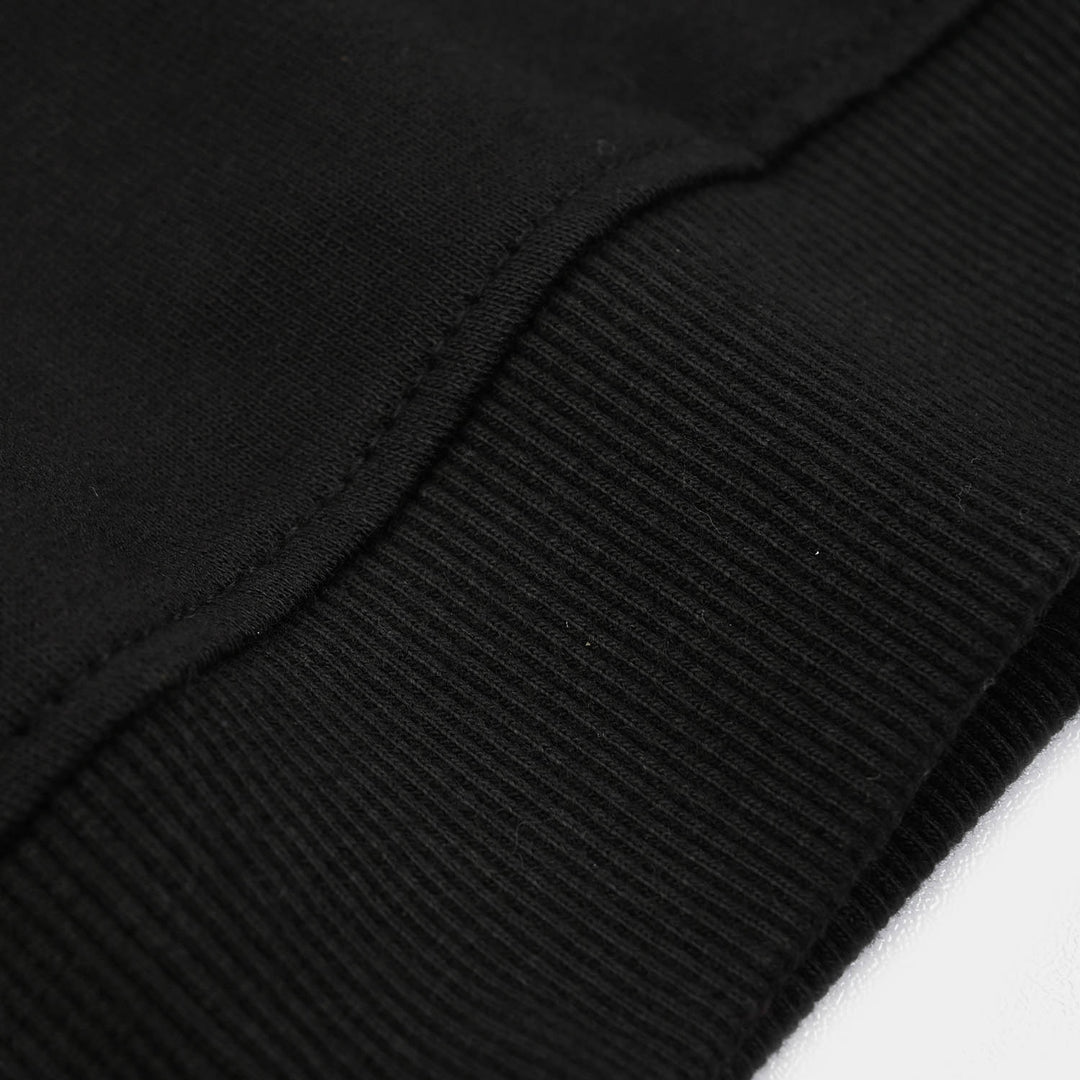 Girls Cotton Terry Sweat Shirt-BLACK
