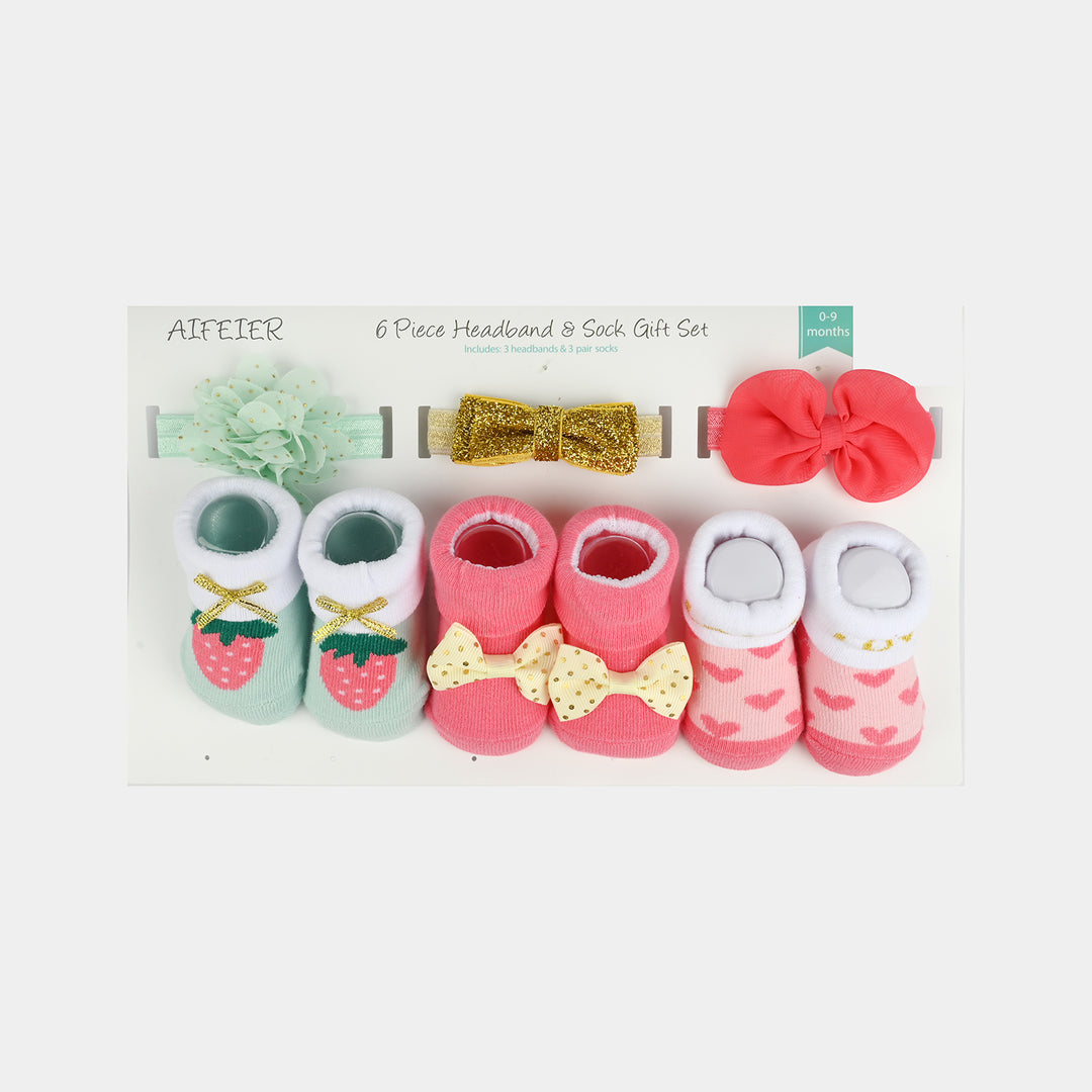Baby Girl Socks & Headband Set