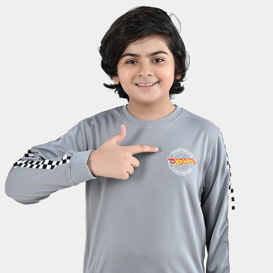 Boys Thermal 2Pcs Suit Hot Wheels-GREY