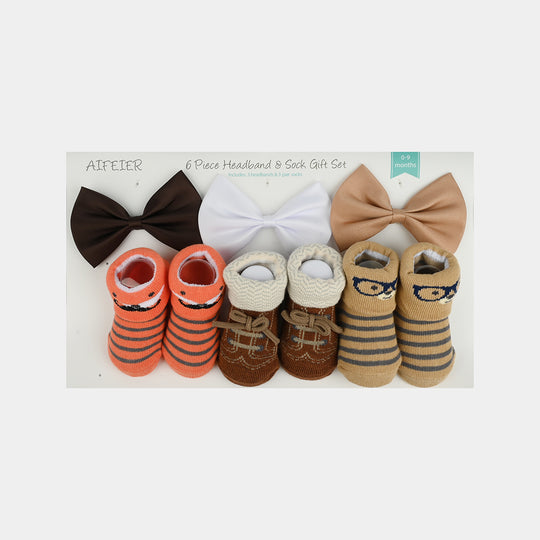 3 Bow Tie & 3 Pair Socks For Infant