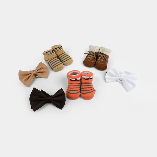 3 Bow Tie & 3 Pair Socks For Infant