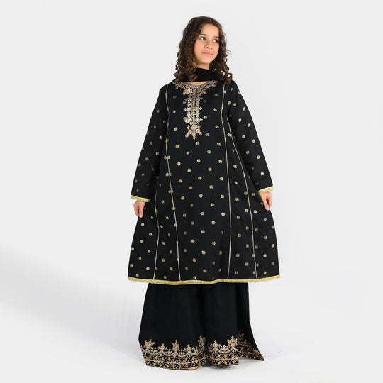 Teens Girls Jacquard 3-Piece Set (Jewel) - Black