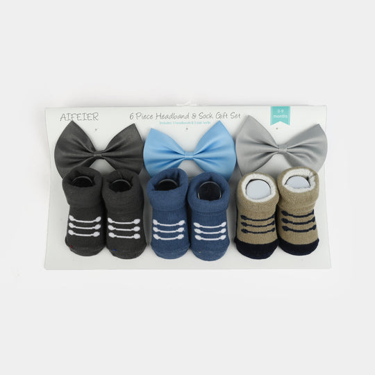 3 Bow Tie & 3 Pair Socks For Infant