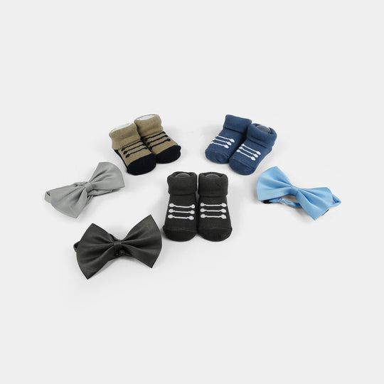 3 Bow Tie & 3 Pair Socks For Infant