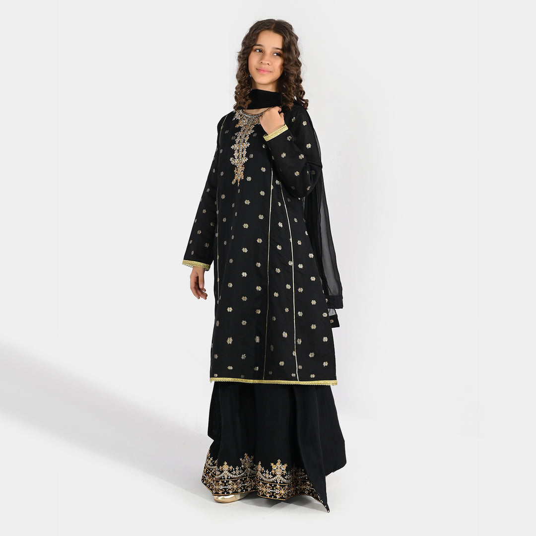 Teens Girls Jacquard 3-Piece Set (Jewel) - Black