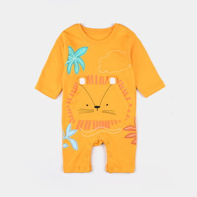 Infant Boys Cotton Interlock Knitted Romper Tiger-Citrus