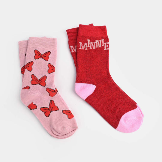 Girls Pack Of 2 Socks Minnie-Pink.Red