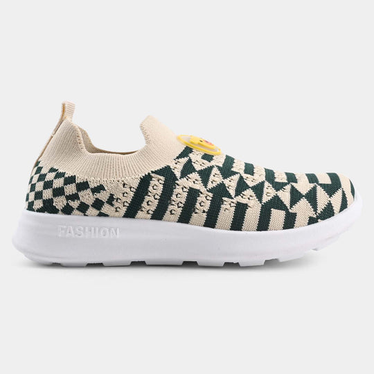 Boys Sneakers F-36-Beige/Green