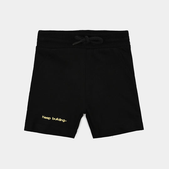 Infant Boys Cotton Terry Short Keep Building-Jet Black