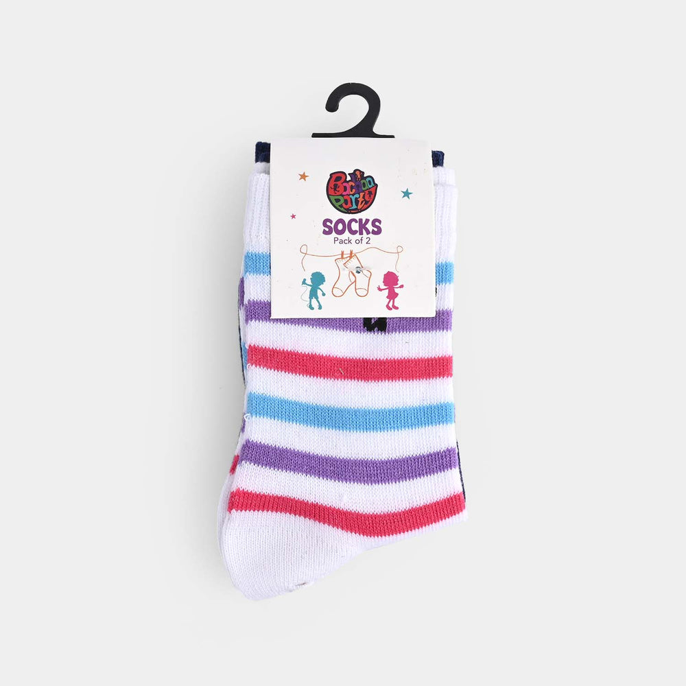 Infant Girls Pack Of 2 Socks Rainbow-Navy.White