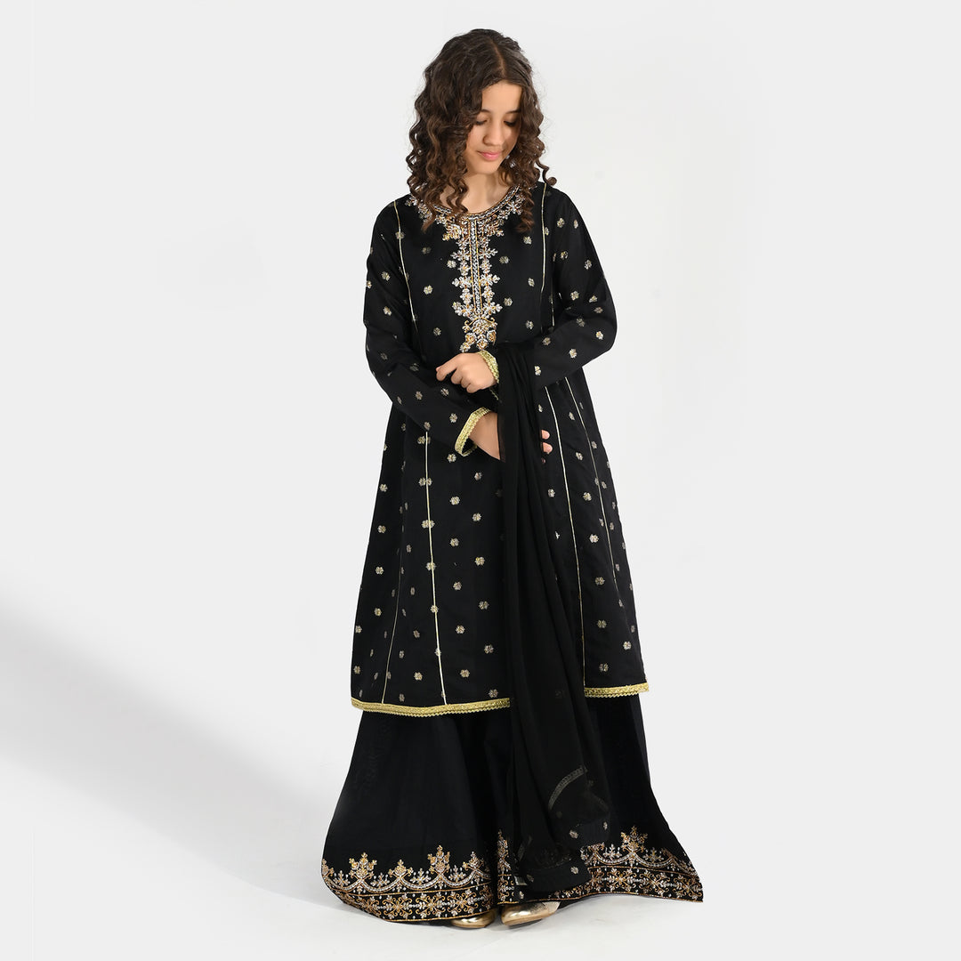 Teens Girls Jacquard 3-Piece Set (Jewel) - Black