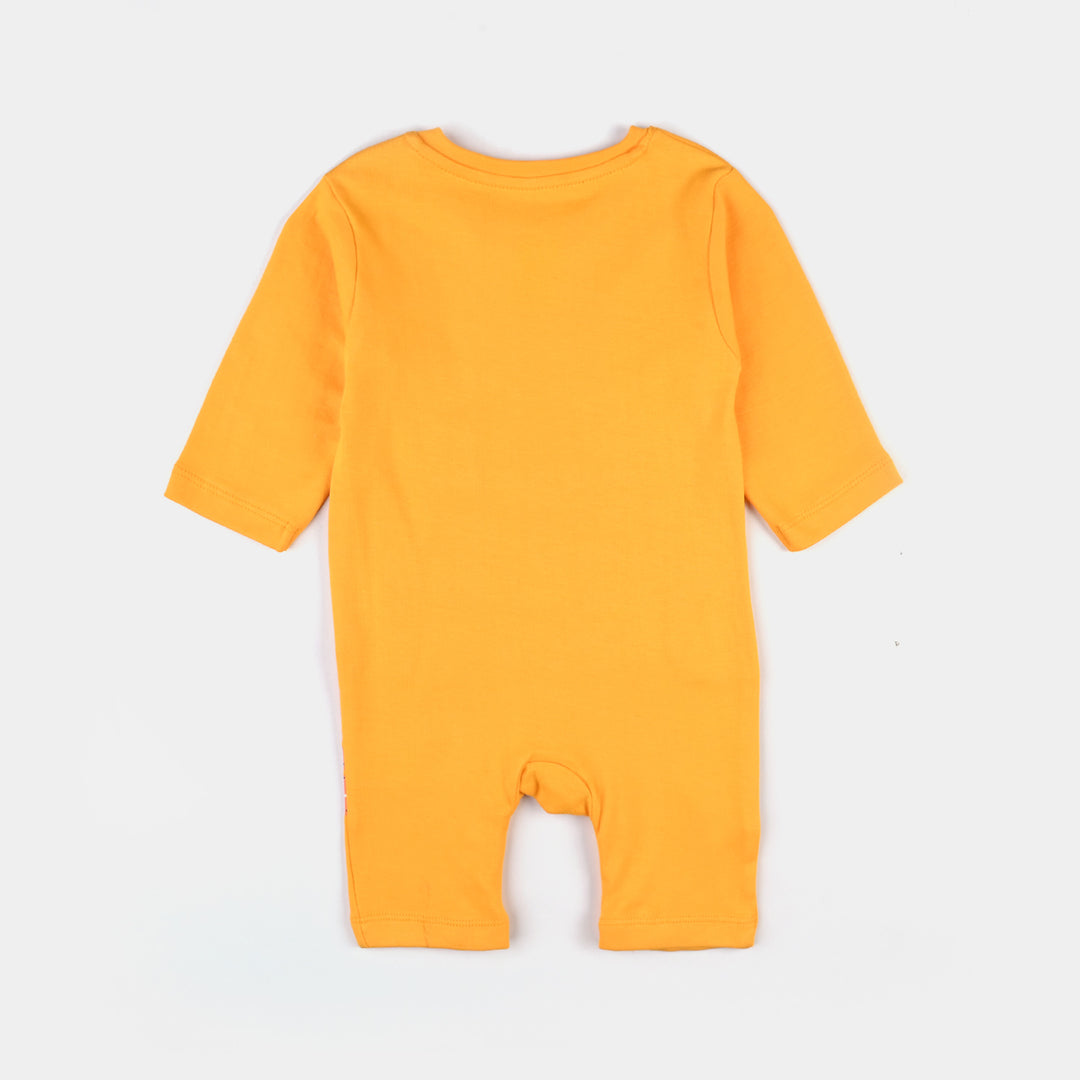 Infant Boys Cotton Interlock Knitted Romper Tiger-Citrus