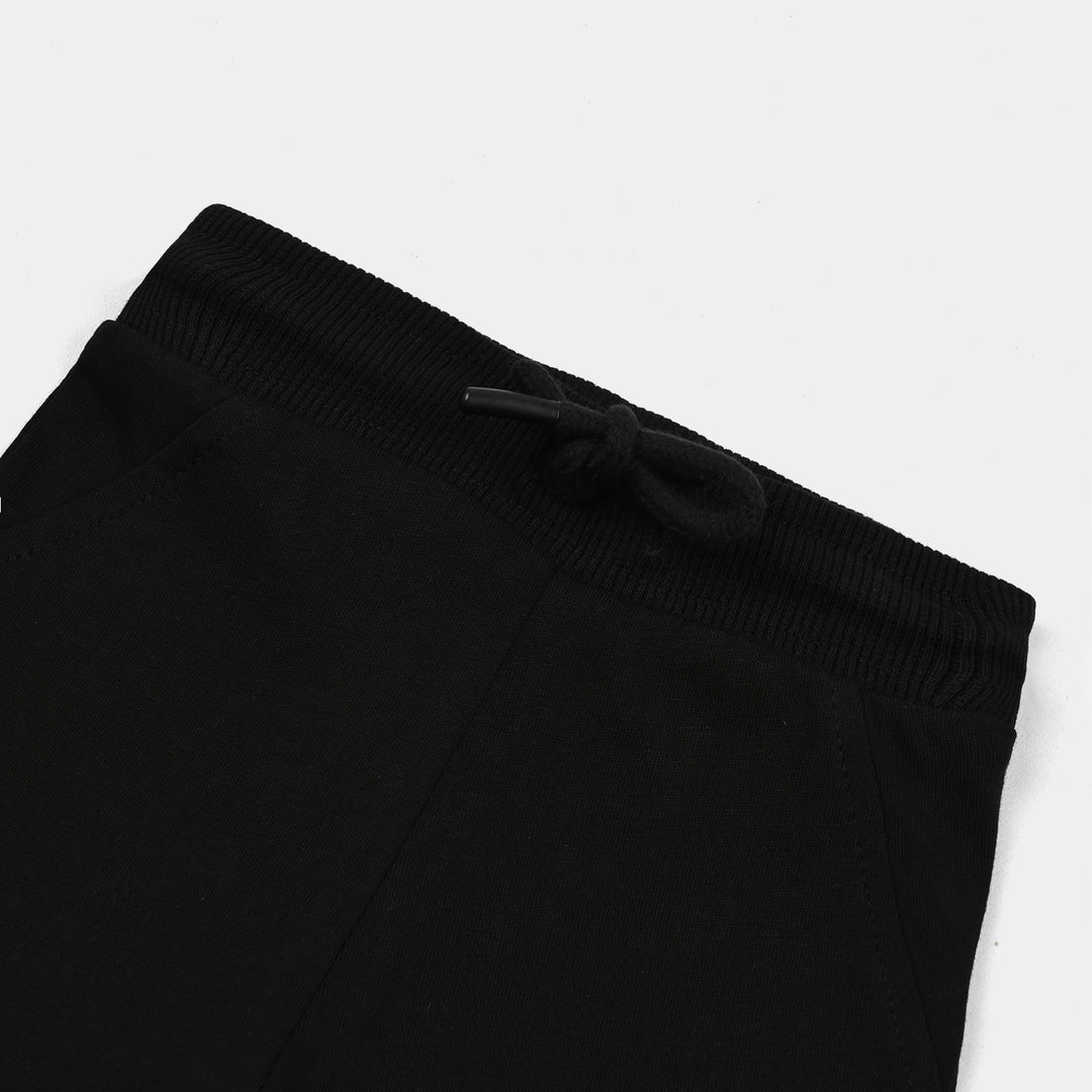 Infant Boys Cotton Terry Short Keep Building-Jet Black