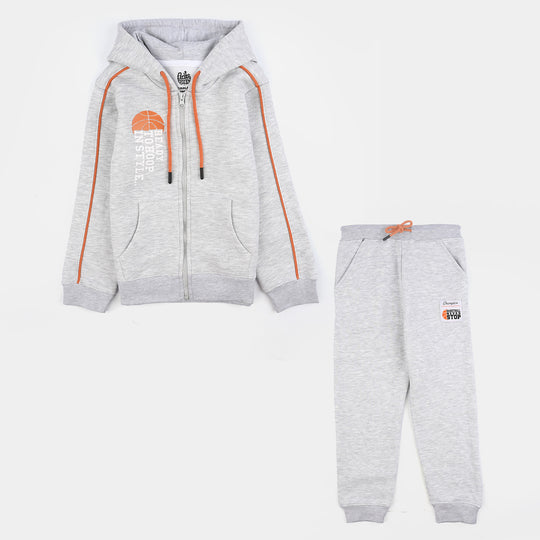 Boys Fleece 2 Piece Suit Ready To Hoop-Htr Grey