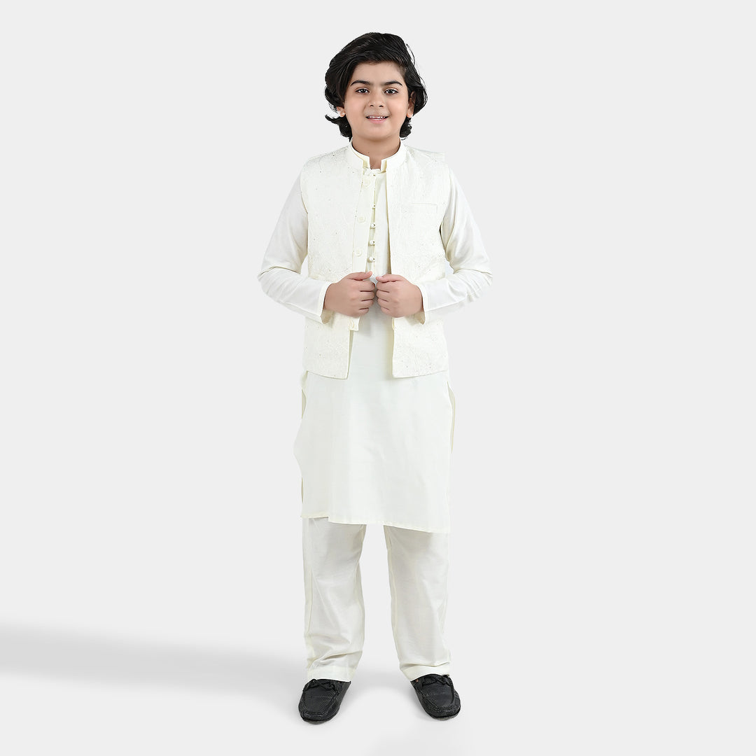 Boys Poly Cotton 3Piece Suit (Jagmag)-Off.White