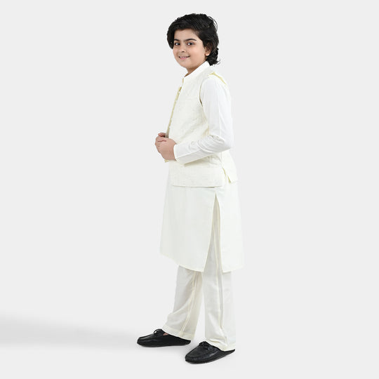 Boys Poly Cotton 3Piece Suit (Jagmag)-Off.White
