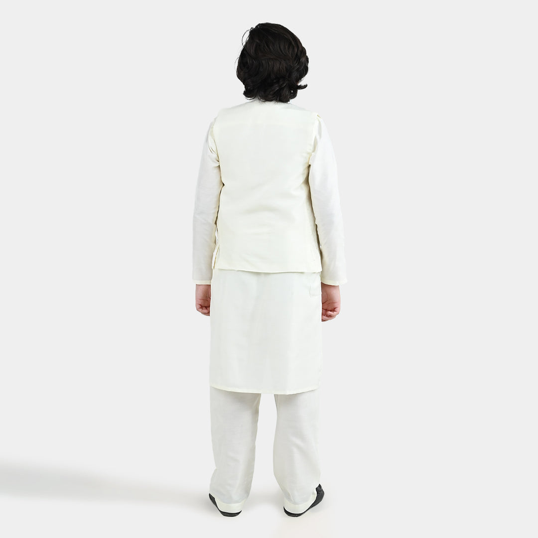 Boys Poly Cotton 3Piece Suit (Jagmag)-Off.White