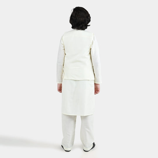 Boys Poly Cotton 3Piece Suit (Jagmag)-Off.White