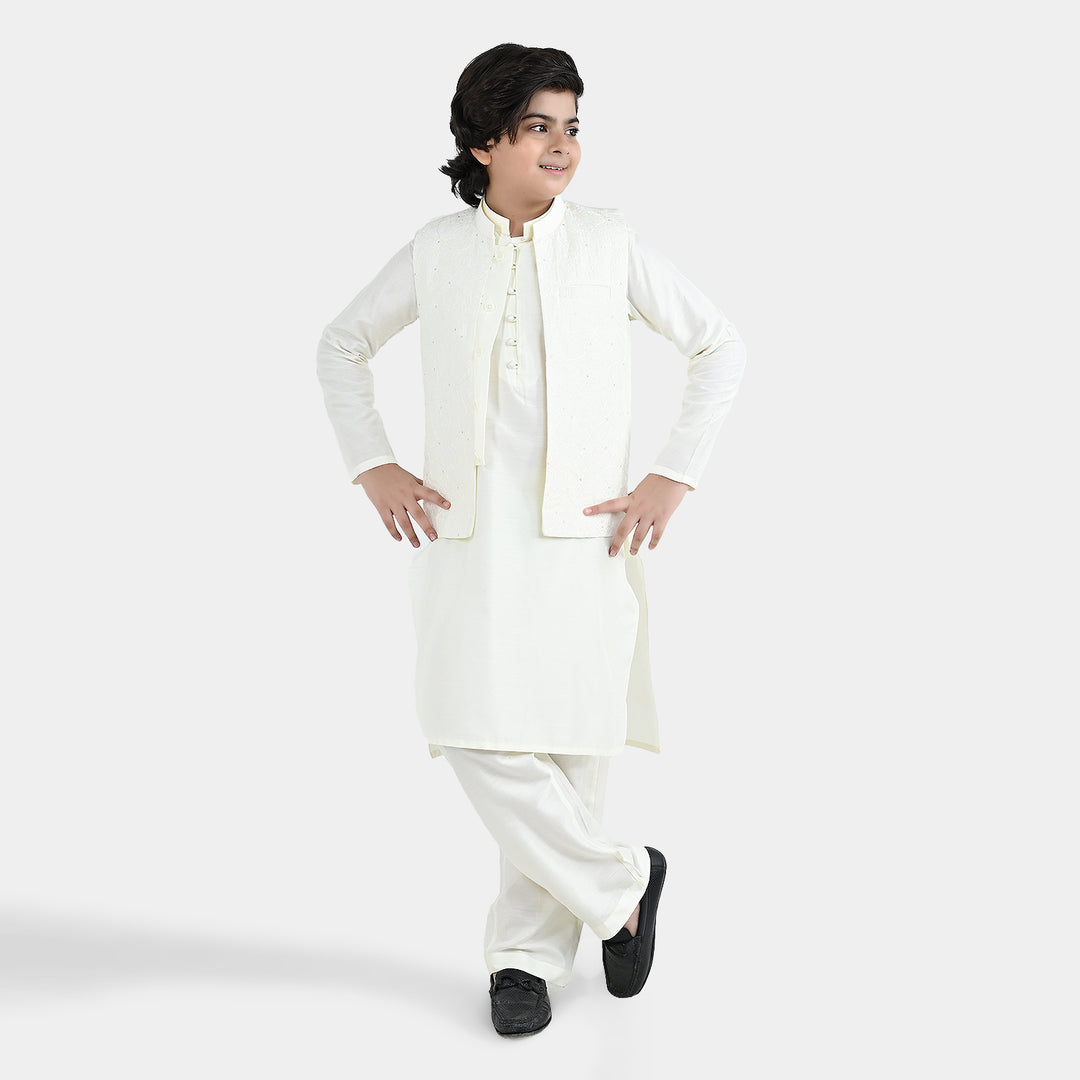 Boys Poly Cotton 3Piece Suit (Jagmag)-Off.White