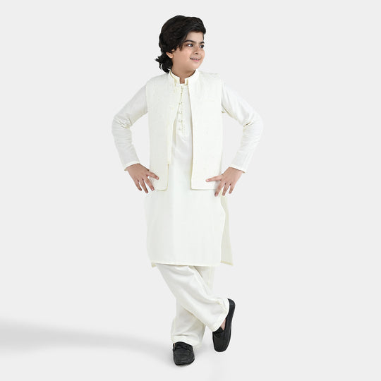 Boys Poly Cotton 3Piece Suit (Jagmag)-Off.White