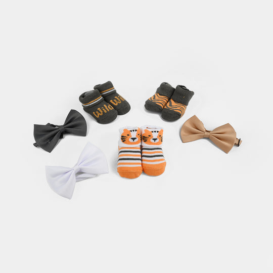 3 Bow Tie & 3 Pair Socks For Infant