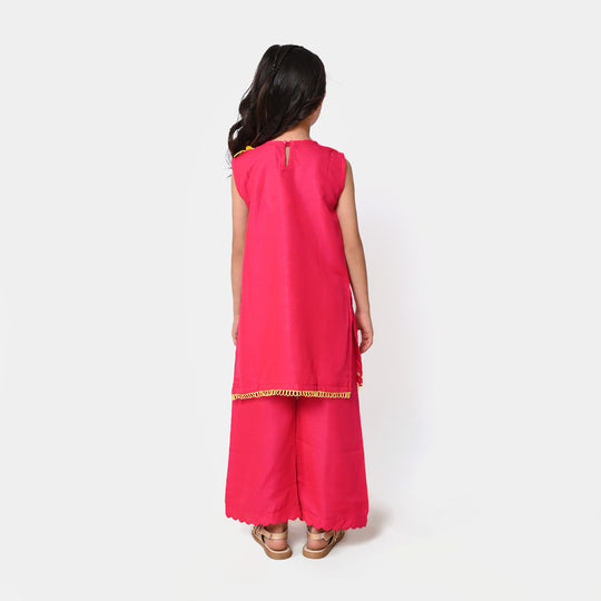 Girls Viscose 2PCs Suit Ruby - Hot Pink