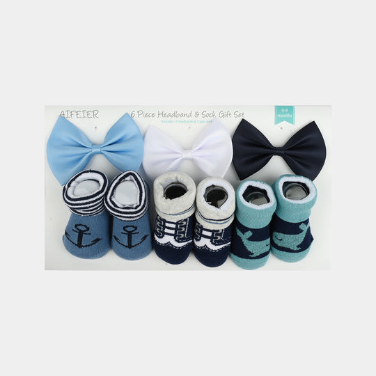 3 Bow Tie & 3 Pair Socks For Infant