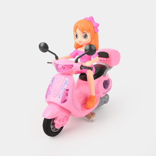 Doll Ride-On Motorbike – Pink Scooter with Music & Lights