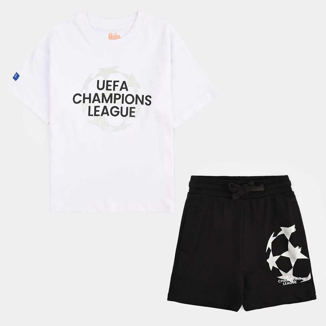 Boys Jersey/Terry 2 Piece Suit Champions League-White/Black
