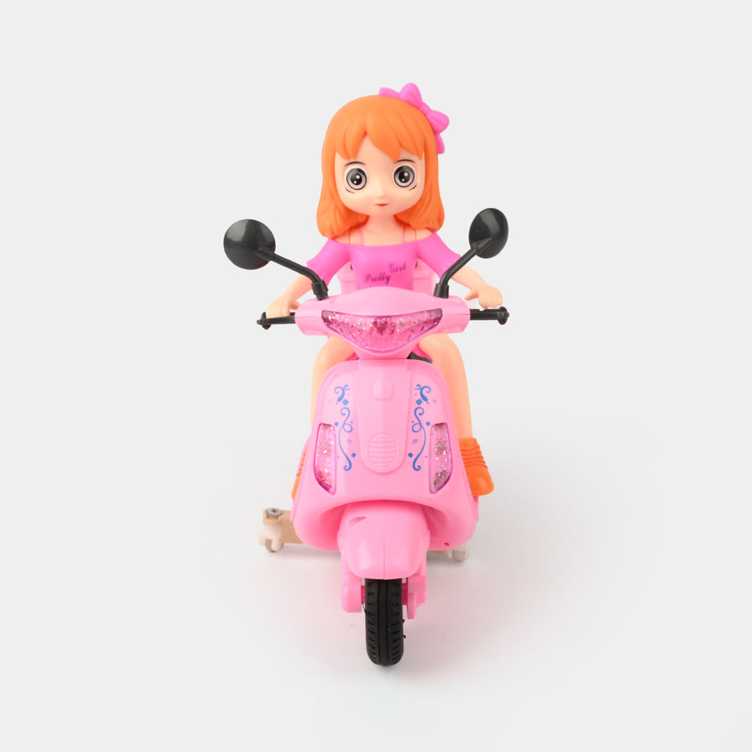 Doll Ride-On Motorbike – Pink Scooter with Music & Lights