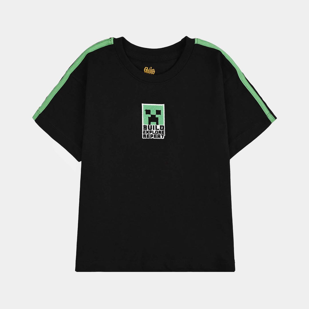 Boys Cotton Jersey T-Shirt H/S Mine-Jet Black