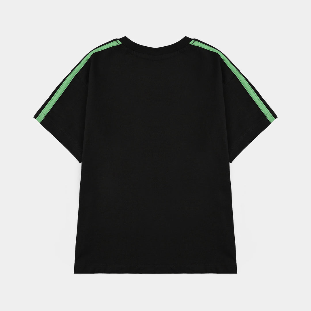 Boys Cotton Jersey T-Shirt H/S Mine-Jet Black