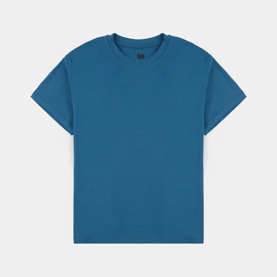 Boys Lycra Jersey Basic T-Shirt - Blue